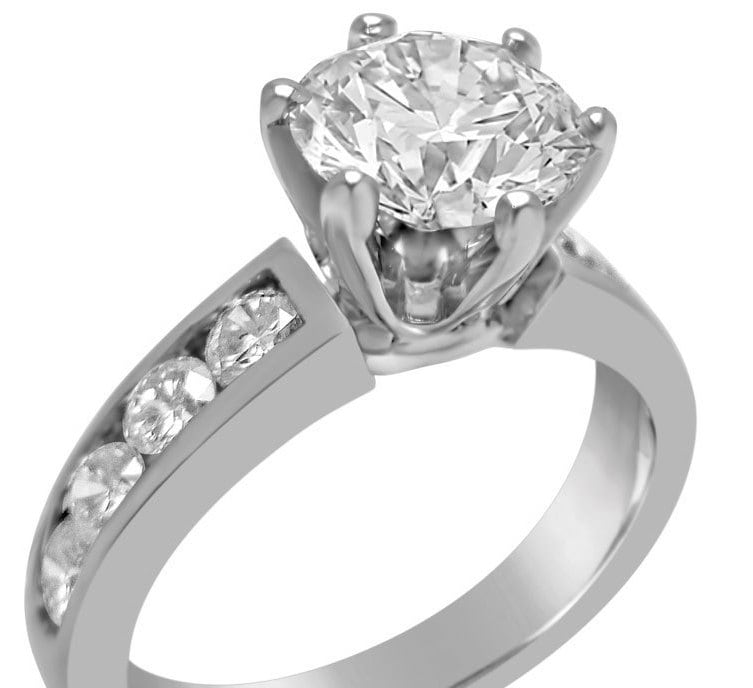 2.21ctw Round Cut CHANNEL Set Diamond Engagement Ring 14k Etsy