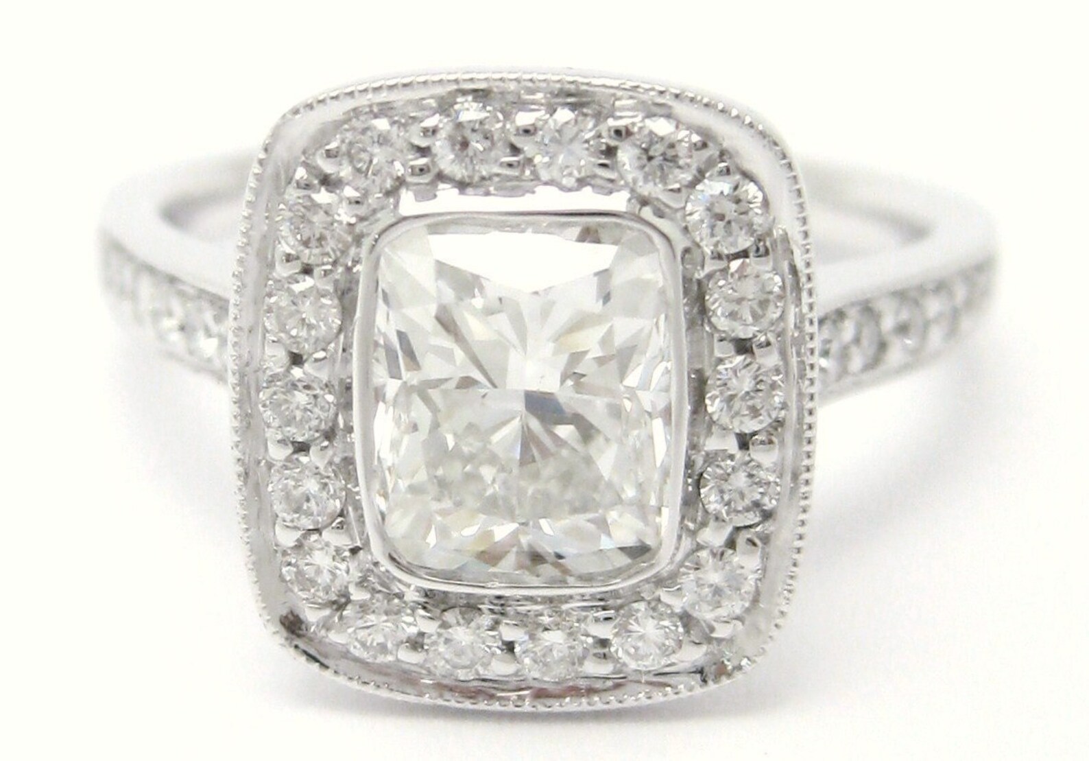 1.25ctw Cushion Cut Bezel Set Diamond Engagement Ring in an Etsy