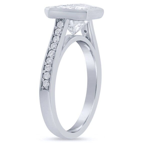 Radiant Bezel Set Diamond Engagement Ring RAD109 - Etsy