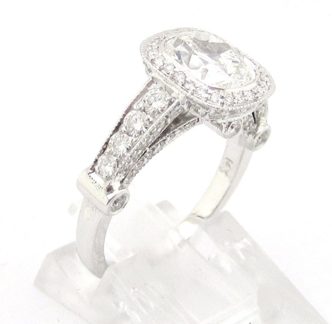 2.45ctw Cushion Cut Bezel Set Antique Style Diamond Engagement Etsy