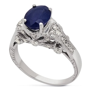 3.71w oval cut medium blue SAPPHIRE & diamonds engagement ring SA2500