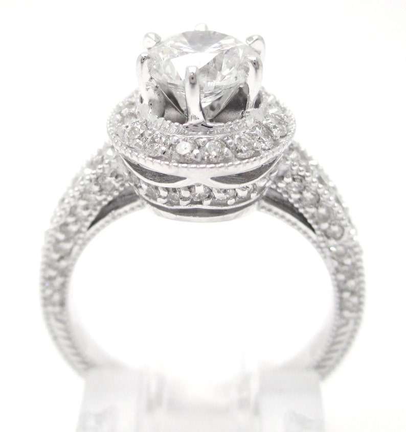 1.75ct ROUND cut ANTIQUE style diamond engagement ring with filigree R167 image 3