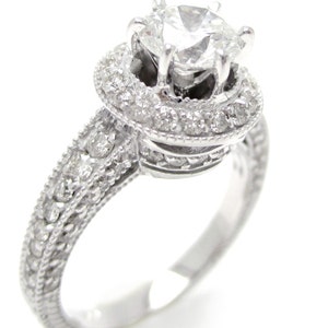 1.75ct ROUND cut ANTIQUE style diamond engagement ring with filigree R167 image 1