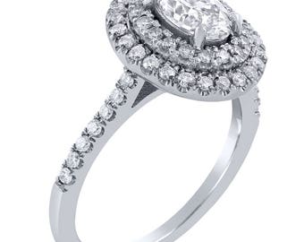 Oval Cut Double Halo Engagement Ring With O17WG