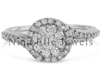 Round Cut Diamond Engagement Ring Twist Shank ANR100