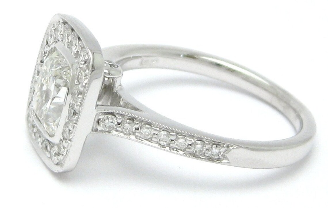 1.25ctw Cushion Cut Bezel Set Diamond Engagement Ring in an Etsy