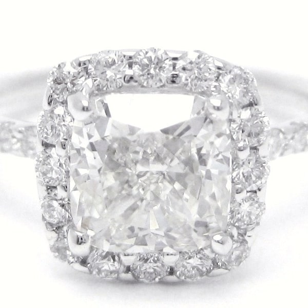 2.06ctw cushion cut diamond engagement ring with halo in 14k C11