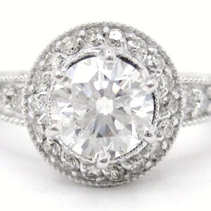 1.75ct ROUND cut ANTIQUE style diamond engagement ring with filigree R167 image 2