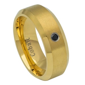 Men&#39;s Wedding Band 8mm Cobalt Yellow Gold Plated With Beveled Edge