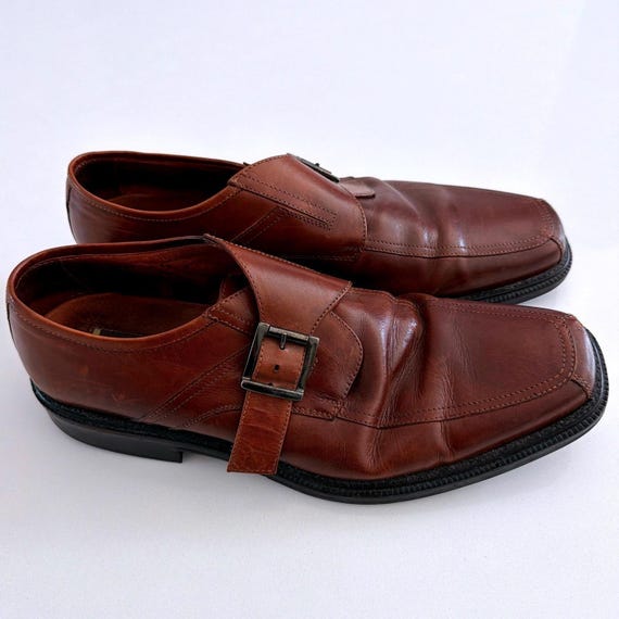 Johnston & Murphy, Vintage Johnston & Murphy Men Brown Leather Monk Strap Dress Shoes Made Italy 13