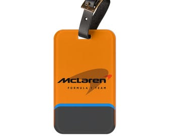Formula One Luggage Tag, Travel Accessory, Racing Theme Gift, McLaren Fan Gear, Adventure Essential, Baggage Identifier