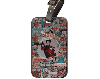 Iron Man Luggage Tag, Avengers Travel Accessory, Iron Man Suitcase Label, Geeky Gift for Marvel Fans, Personalized Travel Tags, Comic Book