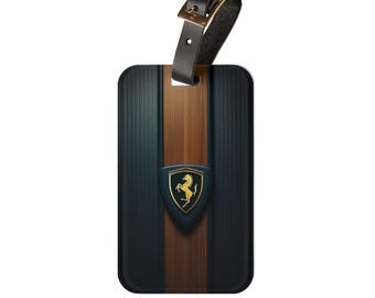 Luxury Luggage Tag, Vintage Style Travel Accessory, Personalized Gift for Travelers, Suitcase Identification Tag, Ferrari Inspired