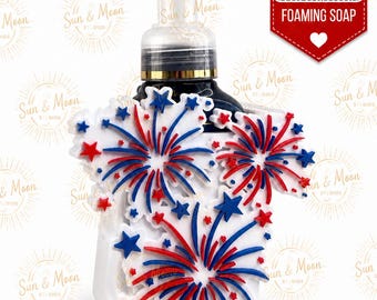 Red White & Blue Fireworks Soap Holder - Fourth of July - Independence Day Soap Holder
