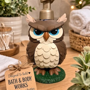Owl Soap Holder for Bath & Body Works Foaming Soap | Woodland Bathroom Decor Stand