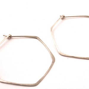 Hammered Wire Hexagon Geometric Earrings