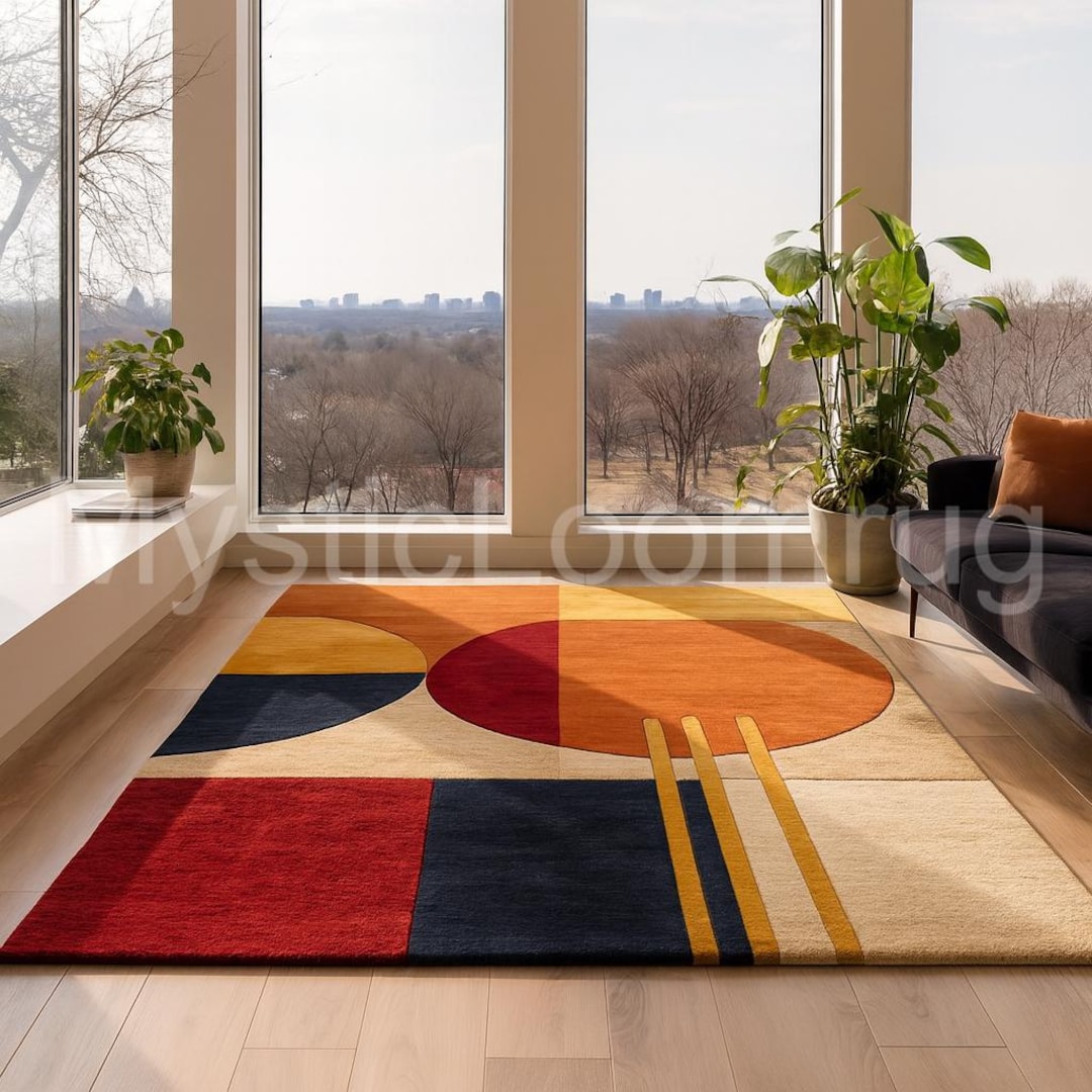 Hand-tufted Wool Area Rug, Modern Abstract Geometric Design - Etsy
