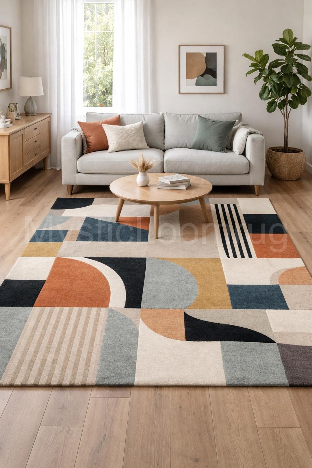 Hand Tufted Wool Rug – Modern Geometric Abstract Area Carpet - Etsy