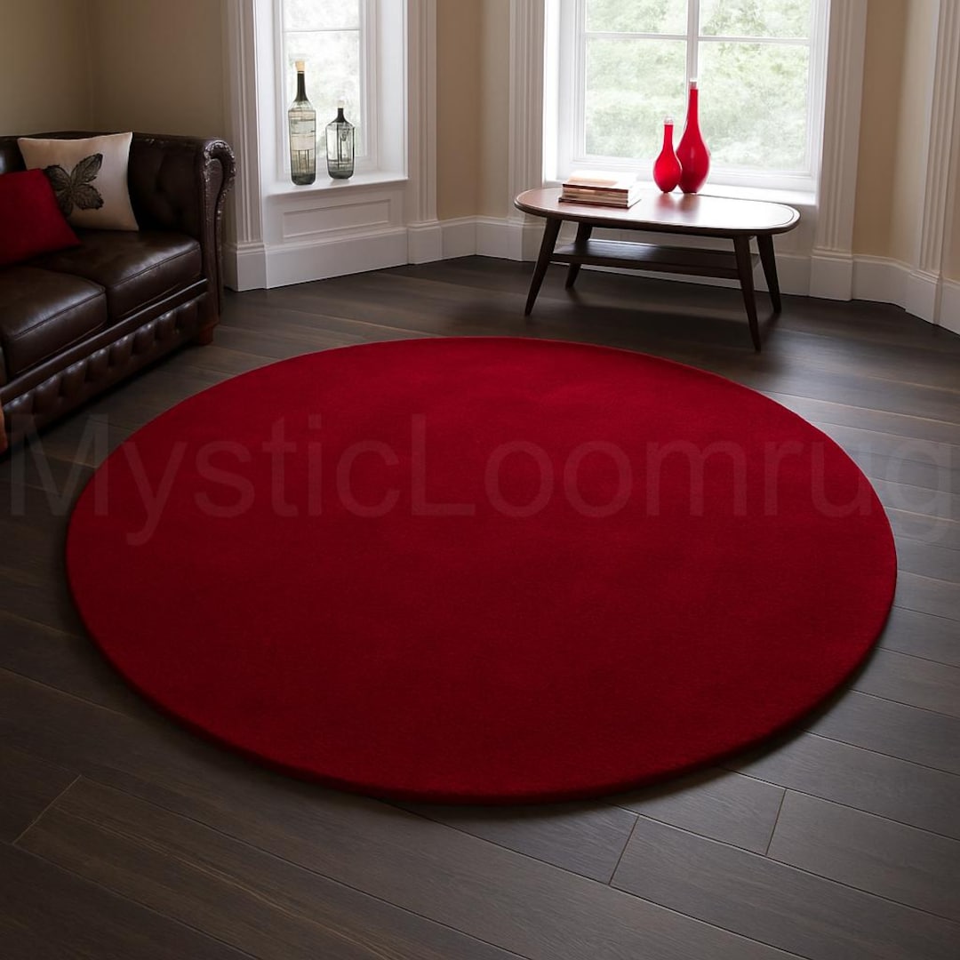 Luxury Solid Red Round Rug, Plush Modern Carpet - Etsy