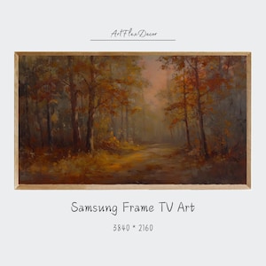 Fall Trees Frame TV Art, Autumn Landscape Painting, Thanksgiving Decor, Samsung Frame TV Art, Fall Decor Screensaver