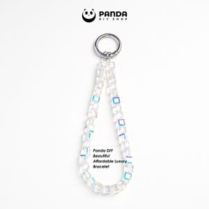 Clear Cubic Crystal Beaded Phone Charm,Phone Chain,Wrist Bracelet