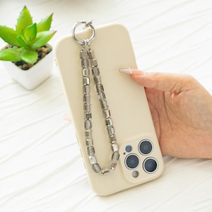 Sliver Barrel Crystal Beaded Phone Charm,Phone Chain,Key Chain,Bag Charm