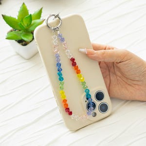 Colorful Rainbow Crystal Beaded Phone Charm,Phone Chain,Key Chain,Bag Charm,Summer Gift