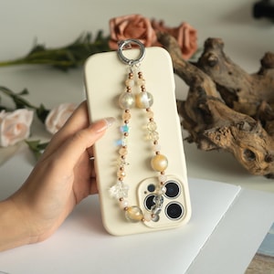 Handmade Iridescent AB Kawaii  Phone Charm Wristlet Strap,Phone Chain,Phone Strap,Fall Gift,Birthday Gift,Luminous Beaded,Color Changing