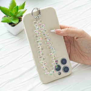 Drop Beads Crystal Beaded Phone Charm,Phone Chain,Clear Strawberry Beads,Summer Gift