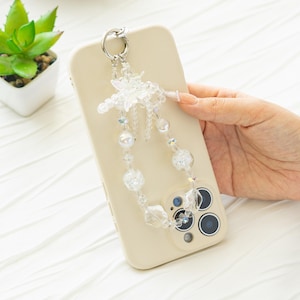 Clear Butterfly  Beaded Phone Charm,Camera Strap,Phone Chain,Key Chain,Bag Charm,Summer Gift