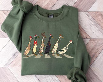Sweat-shirt canards de Noël, sweat-shirt de Noël animaux rigolos, chemise canard de Noël pour femme, cadeau pour les amoureux de la ferme, pull de Noël rigolo