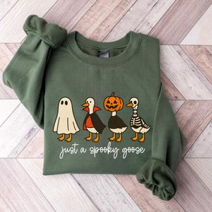 Just A Spooky Goose Halloween Sweatshirt, Fall Sweatshirt, Halloween Shirt, Halloween Goose, Halloween Sweater, Spooky Season