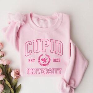 Cupid University Sweatshirt, Valentines Day Sweatshirt, Collage Sweatshirt, Gift For Valentines