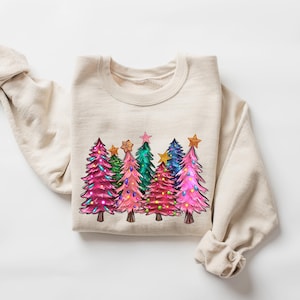 Pink Christmas Tree Crewneck Sweater - Holiday Style