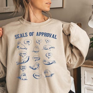 Seals Of Approval, Seal Hoodie, Retro Graphic Shirts, Seal Sweater, Meme Sweatshirt, Silly Shirt Gifts, Funny Sayings, Fun Gifts, 90s
