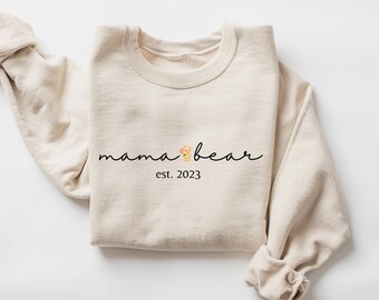 Personalized Mama Sweatshirt, Mama Bear Sweatshirt, Custom Mama Sweater, Mama Bear Hoodie, Mama Bear Gift, Mothers Day Sweater, Gift For Mom