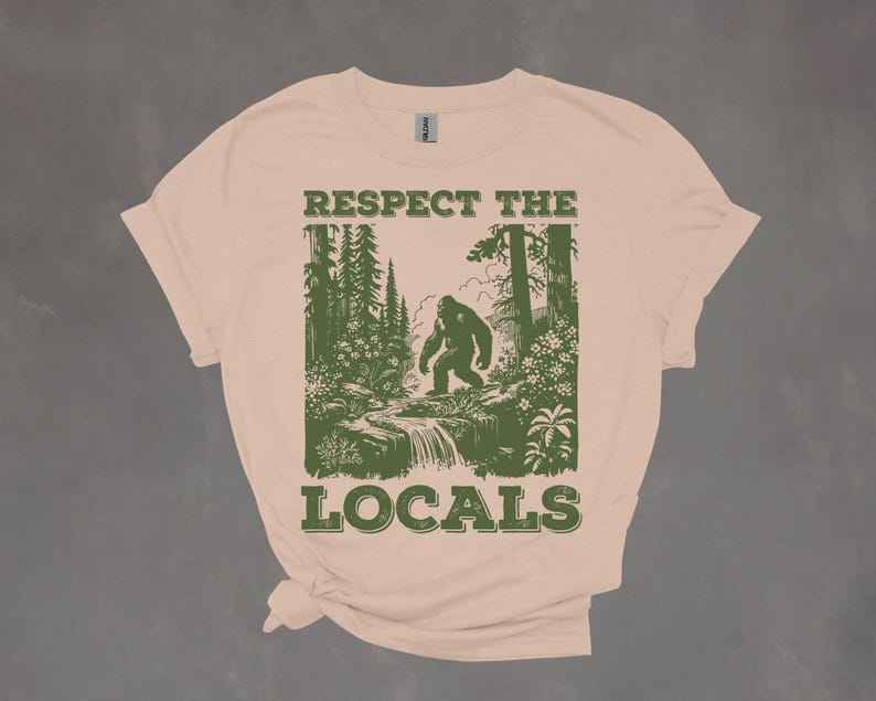 Respect The Locals Big Foot Sasquatch Yeti Walking In The Forest Vintage T Shirt, Hide And Seek Champ Funny Shirt, Yeti, Y2k Clothing image 4