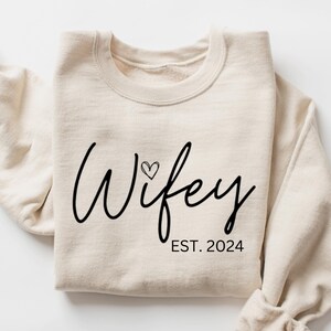 Personalized Wifey Sweatshirt, Wedding Gift, Gift for Bride, New Wife Sweatshirt, Unique Bridal Shower Gift, Honeymoon Outfit