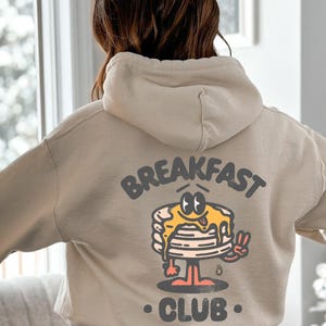 Breakfast Club Sweatshirt, Pancakes Shirt, Oversized Retro Sweatshirt, Funny Women Gift, Y2k Aesthetic Sweatshirt image 2