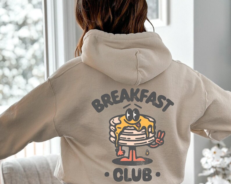 Breakfast Club Sweatshirt, Pancakes Shirt, Oversized Retro Sweatshirt, Funny Women Gift, Y2k Aesthetic Sweatshirt image 2