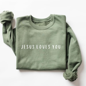 Jésus vous aime, sweat-shirt chrétien, cadeau pour maman, col rond tendance, sweat à capuche chrétien, produits dérivés d'église, vêtements chrétiens, vêtements esthétiques