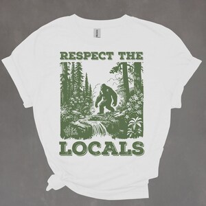Respect The Locals Big Foot Sasquatch Yeti Walking In The Forest Vintage T Shirt, Hide And Seek Champ Funny Shirt, Yeti, Y2k Clothing image 3