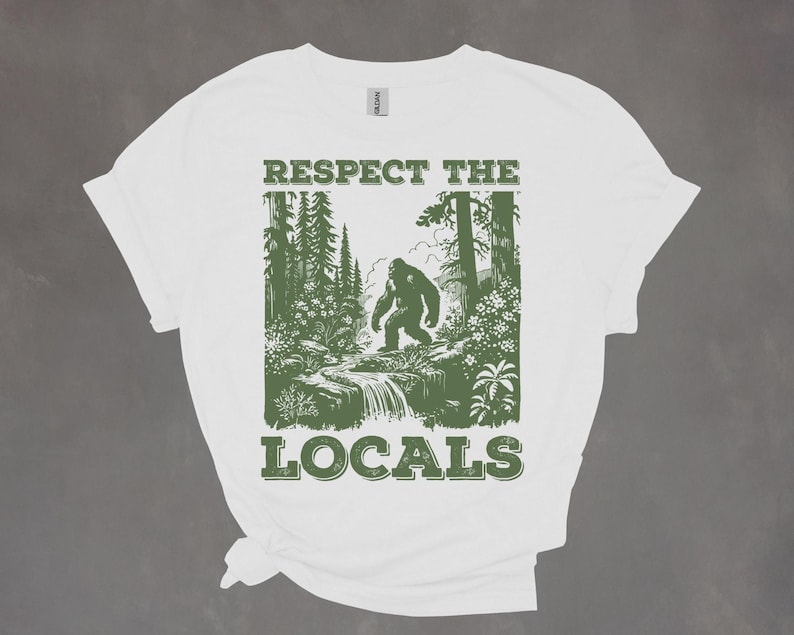 Respect The Locals Big Foot Sasquatch Yeti Walking In The Forest Vintage T Shirt, Hide And Seek Champ Funny Shirt, Yeti, Y2k Clothing image 3