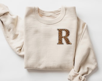 Personalized Leopard Print Hoodie, Christmas Gift For Her, Birthday Gift Hoodie, Hoodie For Women, Girls Leopard Print Initial Hoodie