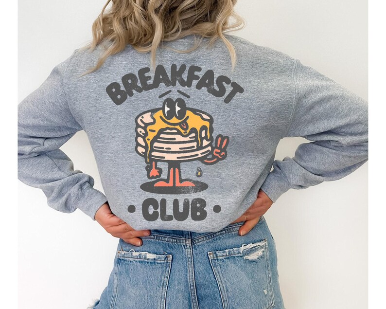 Breakfast Club Sweatshirt, Pancakes Shirt, Oversized Retro Sweatshirt, Funny Women Gift, Y2k Aesthetic Sweatshirt image 3