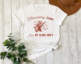 Marmellate di fragole, ma il mio orologio no, magliette con grafica retrò, procione divertente vintage, maglietta con grafica retrò western, meme regalo, abbigliamento preppy