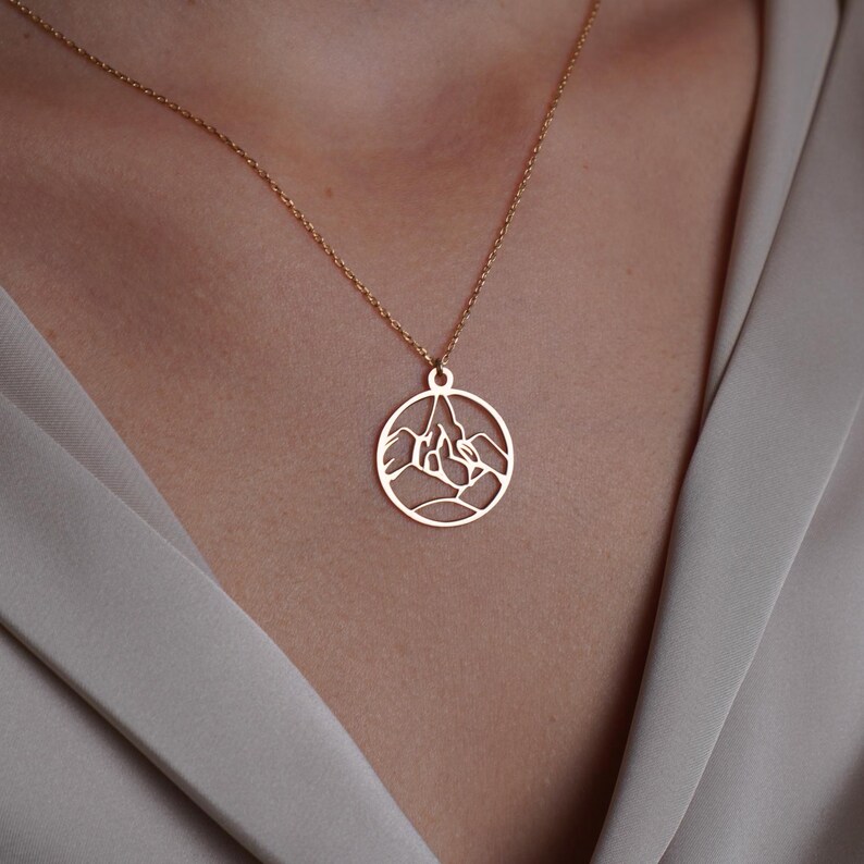 14K Solid Gold Earth Element Necklace, 14K Yellow Gold Earth Element