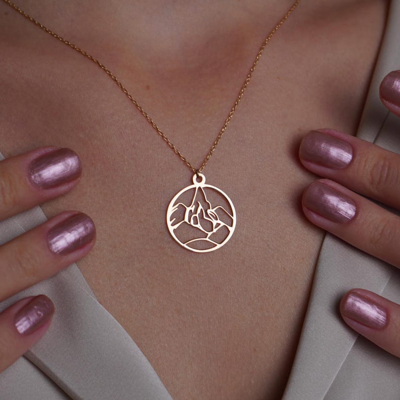 14K Solid Gold Earth Element Necklace, 14K Yellow Gold Earth Element