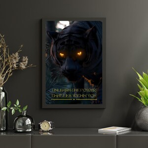 Black Tiger, Motivation, Poster, AI generated, Digital Art, AI Art, printable, Wall Decoration,
