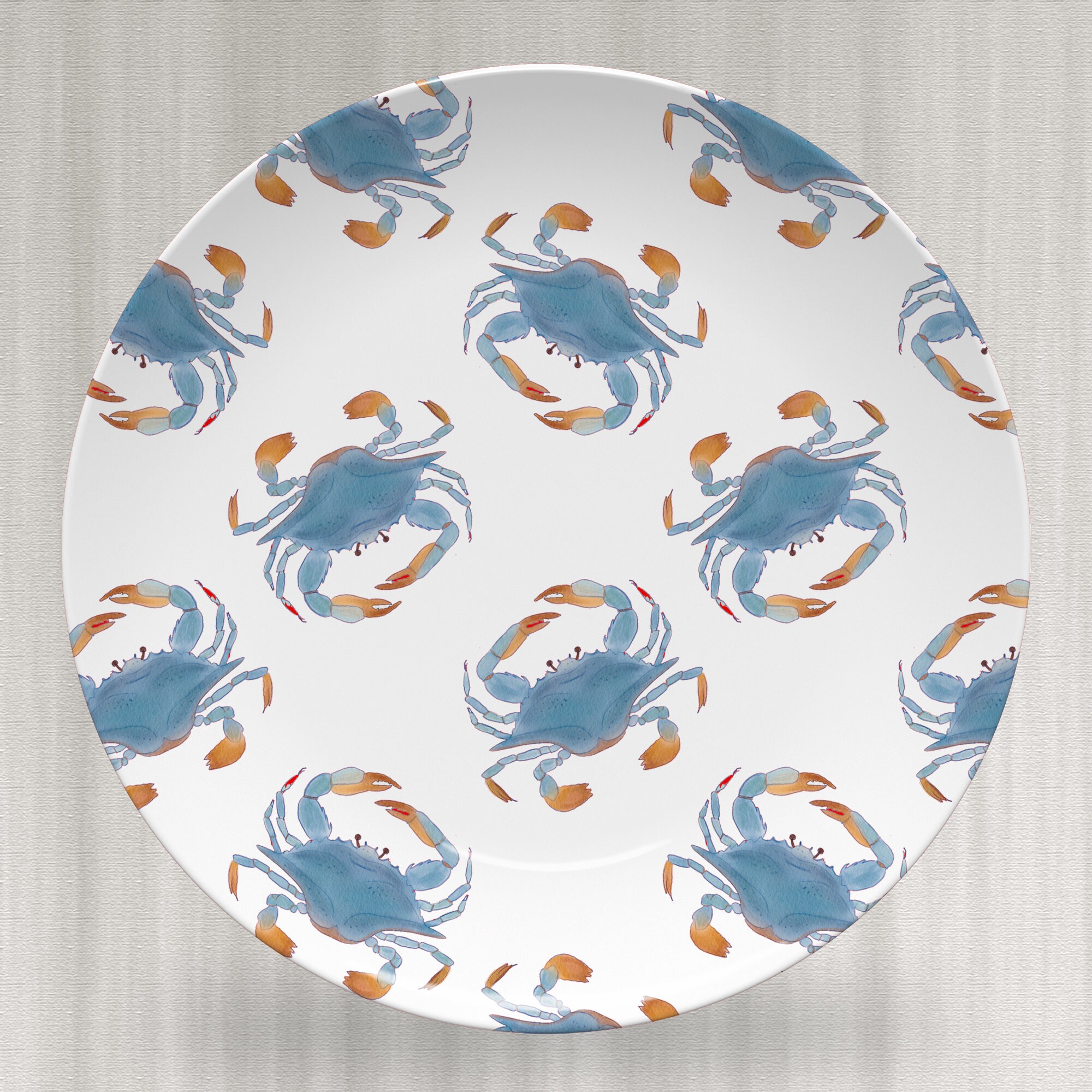 Plate-blue Crab/crab Plate/beach Plate/pool Plate/ Luxury Plastic Plate ...